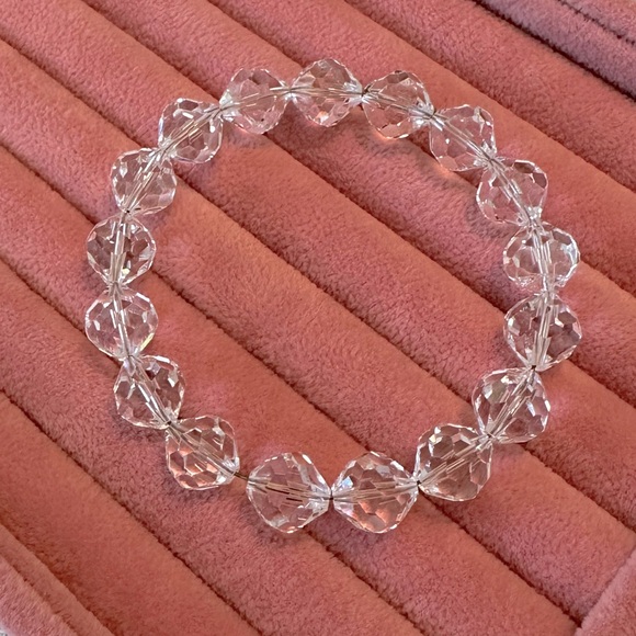 Vintage Faceted High Quality Crystal Bangle Bracelet Unique Cut Beaded Wire - Picture 3 of 9